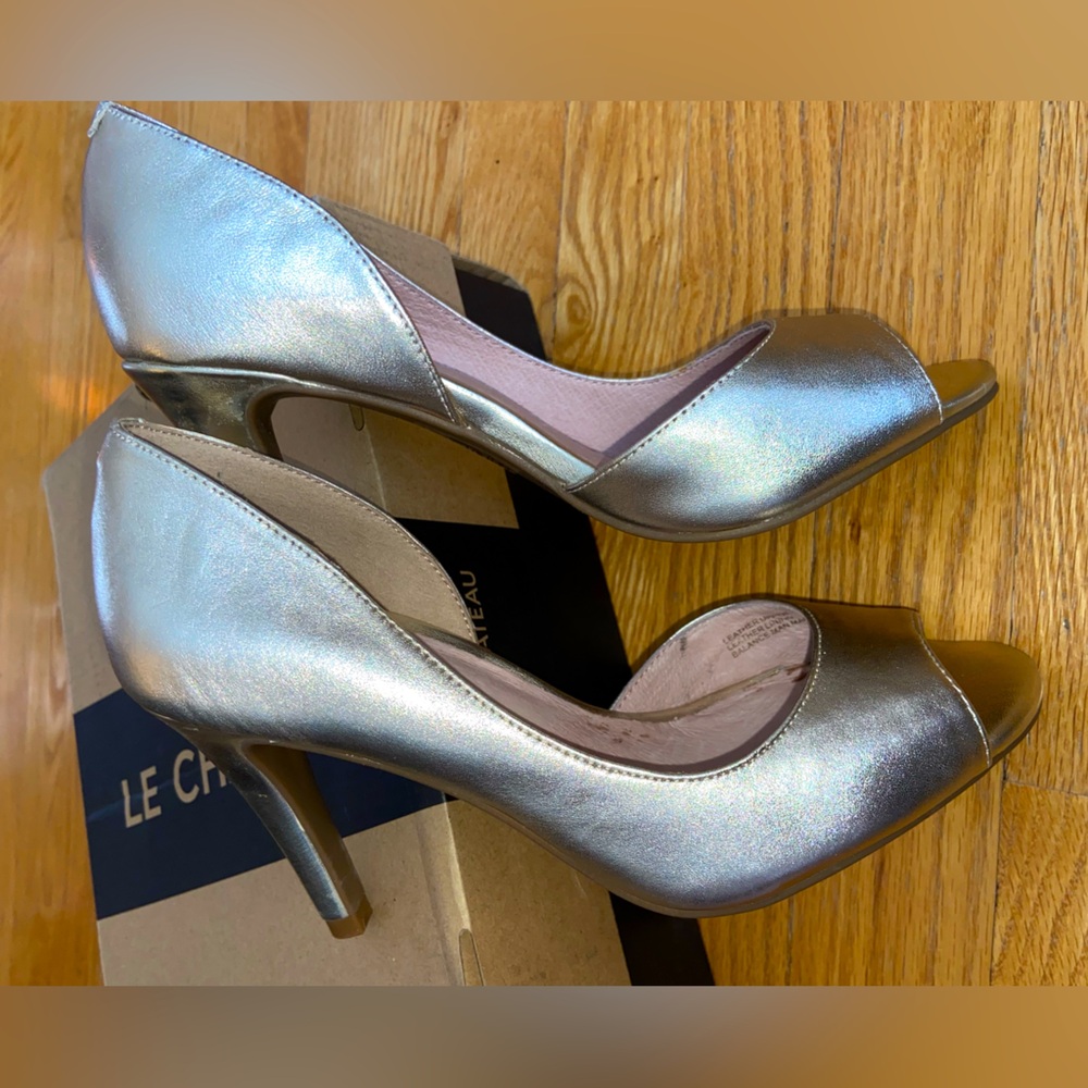 Genuine Leather Gold D’Orsay Heels